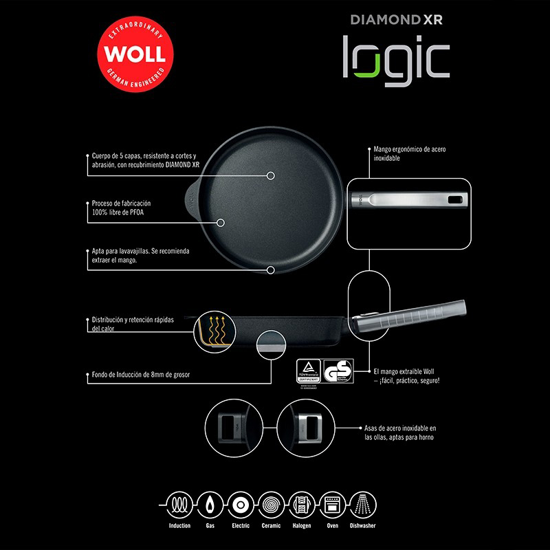 Chảo Woll 11028PLCIB Diamond Logic Fry Pans 28cm - 2