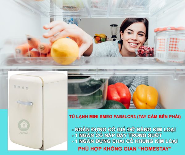 TỦ LẠNH MINI SMEG FAB5LCR3 màu kem