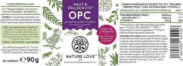 Viên Nang Nature Love OPC Traubenkernextrakt - Chống Oxi Hoá, Thoái Hoá