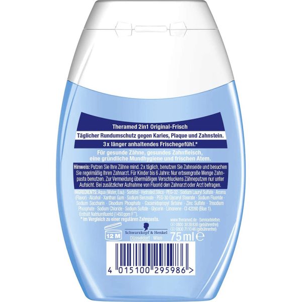 Kem Đánh Răng Theramed 2-In-1 Original Frisch Zahnpasta Gel 75ml Màu Xanh