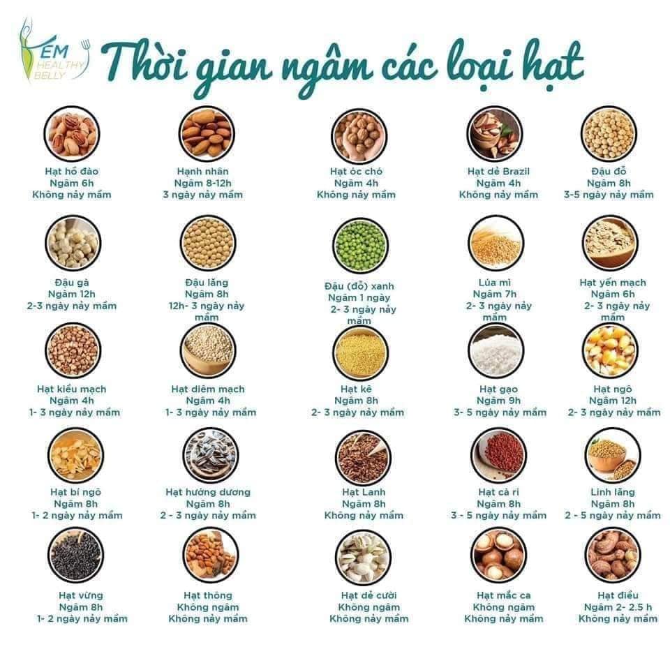 Thời gian ngâm hạt cơ bản 