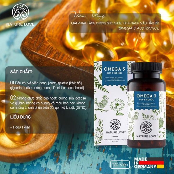 Viên Uống Dầu Cá Nature Love Omega 3 Aus Fischol 120 Viên